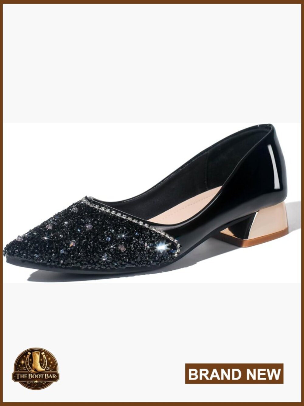 Chunky Low Block Heel Rhinestone Wedding Pumps Dress Evening Shoes Pointed Toe
